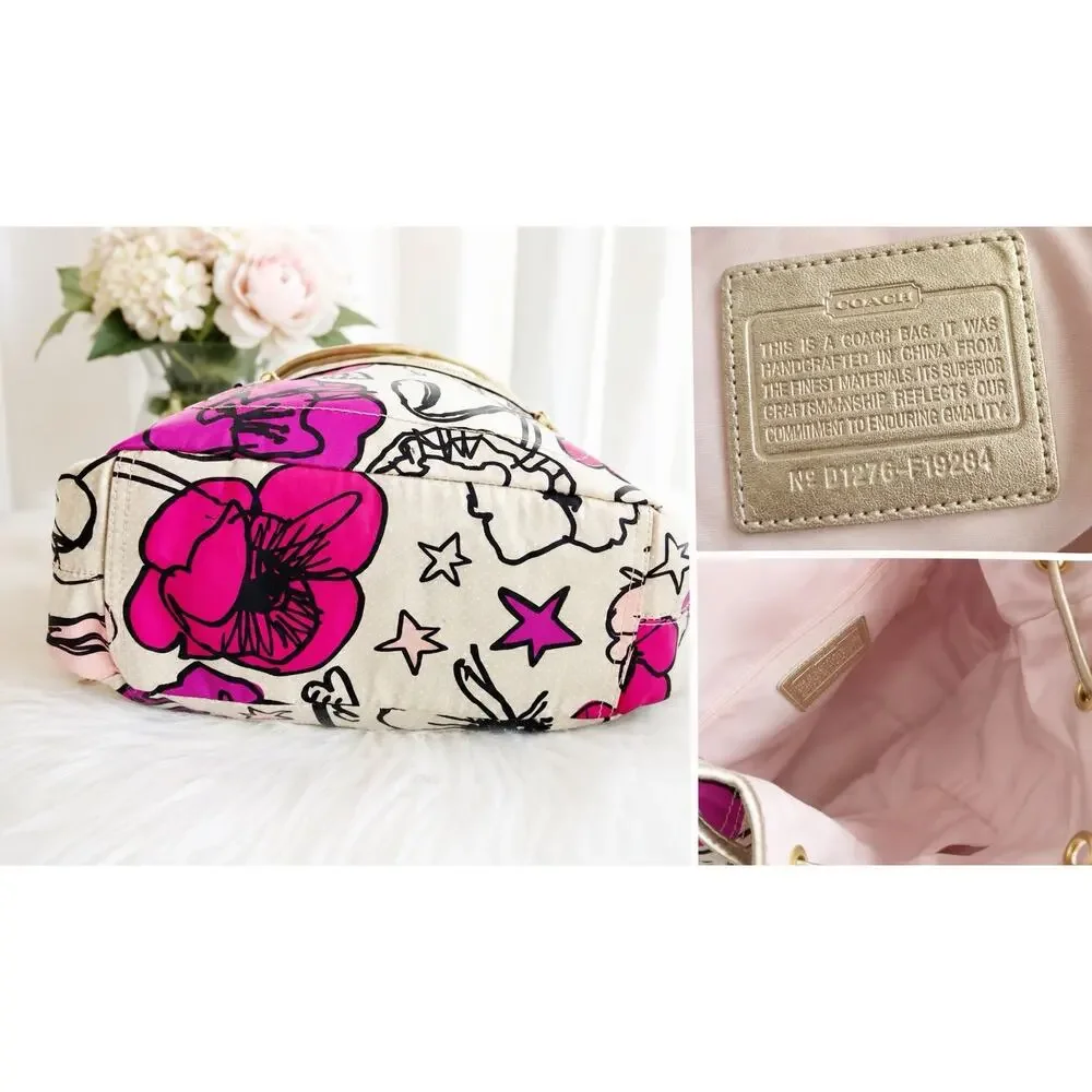 Coach Poppy Kyra Floral Graffiti Backpack F19284 Pink Purple Cream Rare